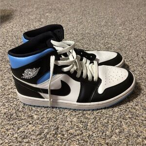 Jordan 1 Mid Blue and White Womens 10